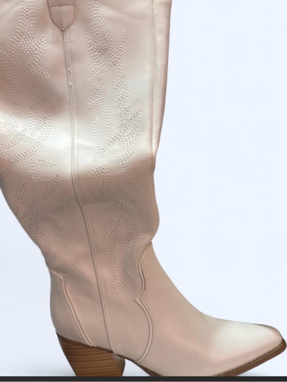 Dream Pairs White Western knee high Calf Boots